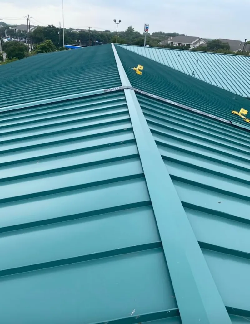Green commercial metal roof ridge and valley for Metal Roof Repair in Trenton
